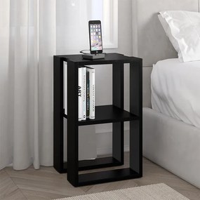Нощно шкафче Lonie - странична масичка от меламин в черен цвят 34x30x55см.