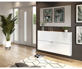 Бяла накланяща се висяща стойка за обувки от декор от дъб 140x83x18 cm Ameca – Germania