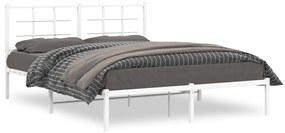 355613 vidaXL Метална рамка за легло с горна табла, бяла, 160x200 см