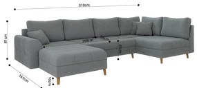 Сив ъглов диван от плат букле (ляв ъгъл/"U" форма) Ariella – Ropez