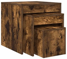 815225 vidaXL Стифиращи маси, 3 бр, опушен дъб, инженерно дърво