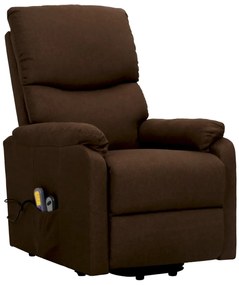 329754 vidaXL Изправящ масажен стол, тъмнокафяв, текстил