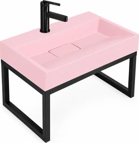 Умивалник МРАМОРЕН КОМПОЗИТ Rea GOYA PINK 50CM + стелаж