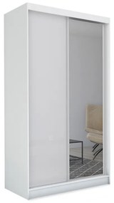 Шкаф с плъзгащи врати и огледало TARRA, бяло, 150x216x61