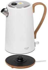 Електрическа кана Adler AD 1352, 2200W, 1.7 л, STRIX, Въртяща се основа, Автоматично изключване, Бял