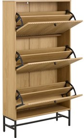 Накланяща се стойка за обувки от дъбов декор в естествен цвят 72x140x25 cm Albany – Actona