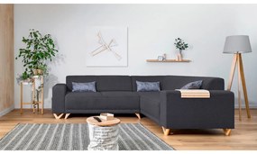 Антрацитен разтегателен/с място за съхранение ъглов диван (десен ъгъл/L форма) Classy Sophie – Miuform