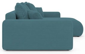 Тюркоазен ъглов диван с място за съхранение от рипсено кадифе Luma – Ropez