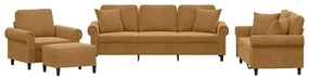 3202207 vidaXL Комплект дивани 4 части с възглавници, кафяв, кадифе