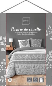 Бяло/сиво двойно /удължено 3 части памучно спално бельо 240x220 cm Annie – douceur d'intérieur