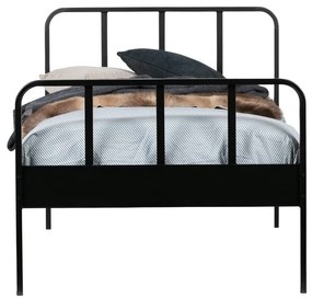 Черно метално единично легло с решетка 90x200 cm Mees - WOOOD
