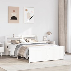3306751 vidaXL Рамка за легло с табла, бяла, 120x190 см, борово дърво масив