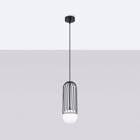 Бяло/черно висящо осветително тяло със стъклен абажур Belinda – Sollux