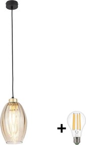 LED полилей на кабел SEBO 1xE27/15W/230V черен/димно-бежов