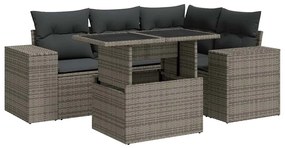3326791 vidaXL Градински комплект с възглавници, 5 части, сив полиратан