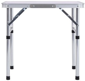Сгъваема къмпинг маса, бяла, алуминий, 60x45 см