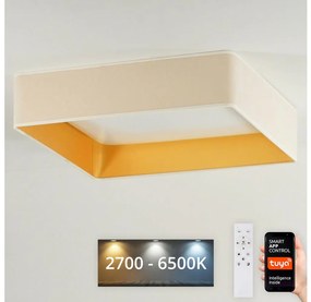 Brilagi-LED Димируемо осветително тяло VELVET SQUARE LED/36W/230V Wi-Fi Tuya+дистанционно управление кремаво