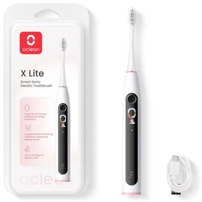 Електрическа четка за зъби Oclean X Lite, 72000 об/мин, 5 режима, Smart, Тъчскрийн, До 40 дни автономия, Отчитане на почистените зони, Светлосив