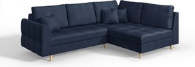 Тъмносин ъглов диван (десен ъгъл) Ariella - Ropez