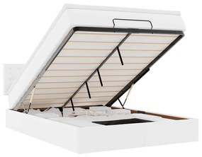 3312158 vidaXL Османска легло с матраци&LED, бяло, 140x200 см, изкуствена кожа