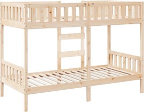 3308607 vidaXL Двуетажно легло, 75x190 см, борово дърво масив