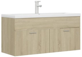 3071300 vidaXL Шкаф за баня с вградена мивка, дъб сонома, инженерно дърво