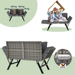 Градинска пейка 2в1 от полиратан 176 × 56 × 81 cm čierna / krémová