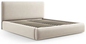 Бежово двойно тапицирано легло с място за съхранение с включена подматрачна рамка 180x200 cm Colonel – Cosmopolitan Design