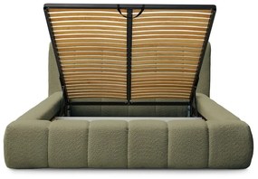 Зелено двойно тапицирано легло с място за съхранение с включена подматрачна рамка 140x190 cm Denali – Bobochic Paris