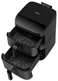 Двоен фритюрник с горещ въздух Cosori CAF-DC121 Turbo Tower, 2630W, 4.3/6.5 л, 7 програми, 30-230C, Сензорно управление, Таймер, Студени стени, Черен