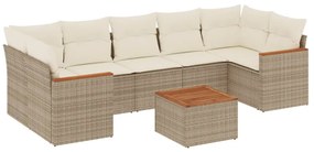 3258215 vidaXL Градински диван с възглавници, 8 части, бежов полиратан