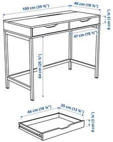 ALEX/LANGFJALL/KALLAX комбинация - бюро с шкафове и въртящ се стол 094.367.57