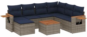 3227055 vidaXL Градински диван с възглавници, 8 части, полиратан, сив