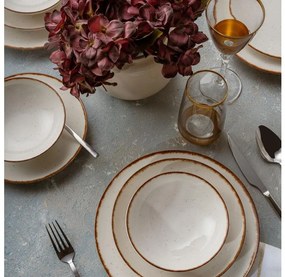 Сервиз за хранене, 24 части, в бежово и кафяво, от порцелан
