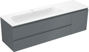 Mexen Rivel баня шкаф 160 cm с мивка Vela лява, 2S, 1D, релефна, графит/бял мат - 91A23-16047-3-BBFFF66-W23L01