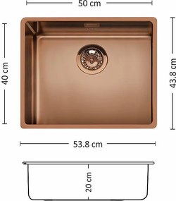 Leks FERRARA PLUS 500 U CU Кухненска мивка за вграждане