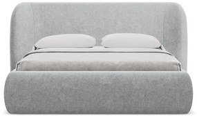 Светлосиво двойно тапицирано легло с място за съхранение и включена подматрачна рамка 160x200 cm Hauke – Makamii