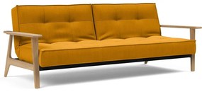 Оранжев разтегателен диван с дървени подлакътници Splitback - Innovation