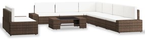 3054597 vidaXL Градински лаундж комплект, 9 части, кафяв полиратан