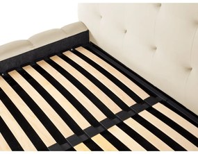 Бежово тапицирано двойно легло с място за съхранение и решетка 160x200 cm Bali - Cosmopolitan Design