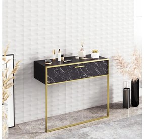 Конзолна стенна маса POLKA 76,8x90 см златиста/черна