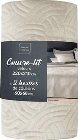 Кремаво комплект шалте и калъфка за възглавница 220x240 cm Solange – douceur d'intérieur