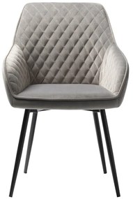 Светлосив тапициран трапезен стол с подлакътници Milton – Unique Furniture