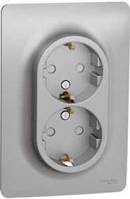 SE Контакт шуко двоен моноблок цвят Алуминий Unica  - NU206730