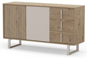 Сиво-естествен нисък скрин от декор от дъб 140x80 cm Millay – Marckeric