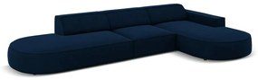 Ъглов диван от синьо кадифе (десен ъгъл) Jodie - Micadoni Home