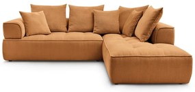 Шенилов ъглов диван в цвят горчица (десен ъгъл/L форма) Whesley – Bobochic Paris