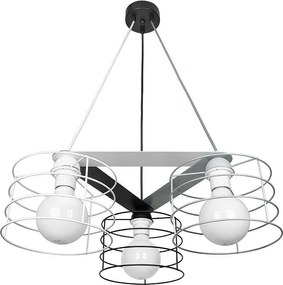 Полилей ЛУГАНО, черен/сив/бял, 3xE27