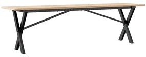 3282690 vidaXL Кафе маса X-образна рамка 160x40x45 см бор масив и стомана