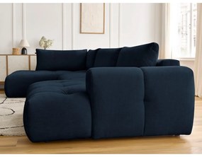 Тъмносин сгъваем/с място за съхранение ъглов диван (ляв ъгъл/U форма) Fuji – Bobochic Paris